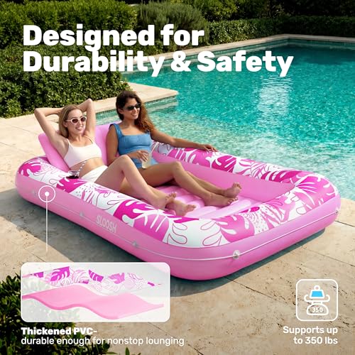 Miniatura 5 de Sloosh Chaise Longue Gonflable Pour Bronzage Xl, 85 X 57 2,1 1,4 M Baignoire De Bronzage Extra Large Pour Adultes, Lit Gonflable, Flotteur De Salon En Radeau