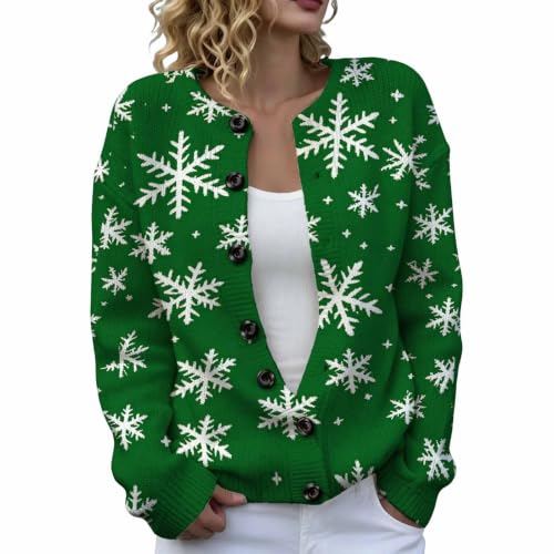 Womens Christmas Cardigan Santa Claus Print Long Sleeve Sweater Coat Fall | Button Up Christmas Cardigan Sweaters For Women Sweatshirt Cute Open Front Long Sleeve Loose Holiday Plus Size Travel Outfits - image 2