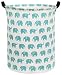 HIYAGON Canvas Storage Basket,Large Laundry Hamper with Handles-Collapsible Storage Bin for Kids Room,Nersury Hamper,Toy Storage 19.7×15.7(Blue Elephant)
