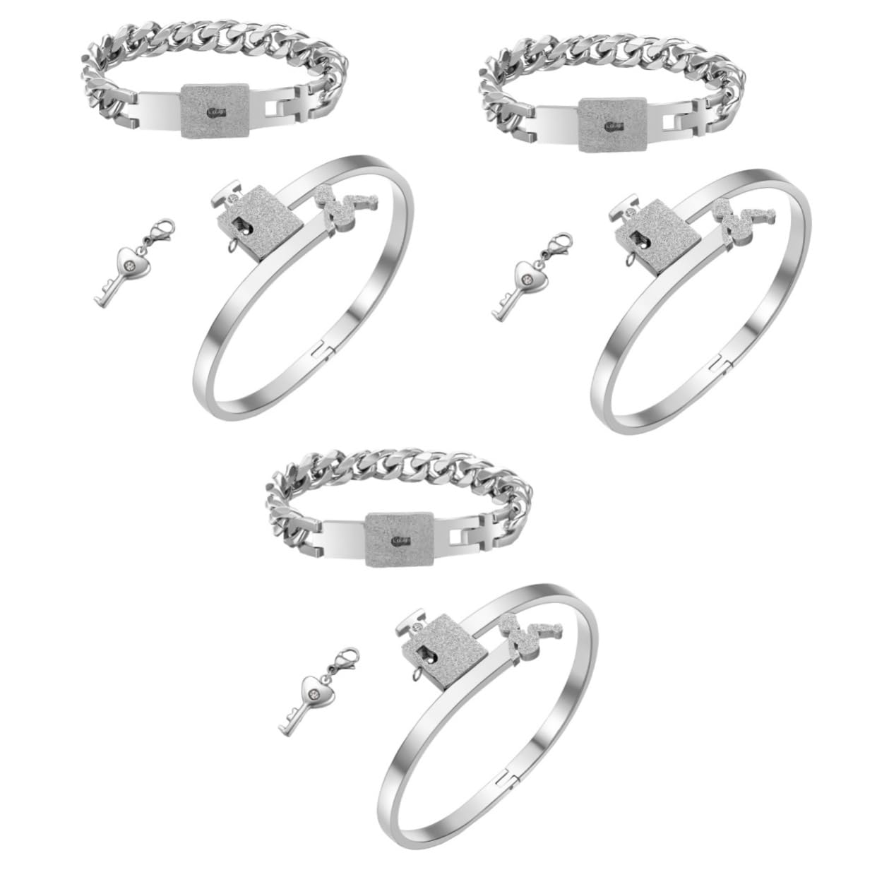 SHERCHPRY 3pares Pulsera Inoxidable Candado Para Parejas Joyería De Moda Para Mujeres y Hombres Día De San Valentín o