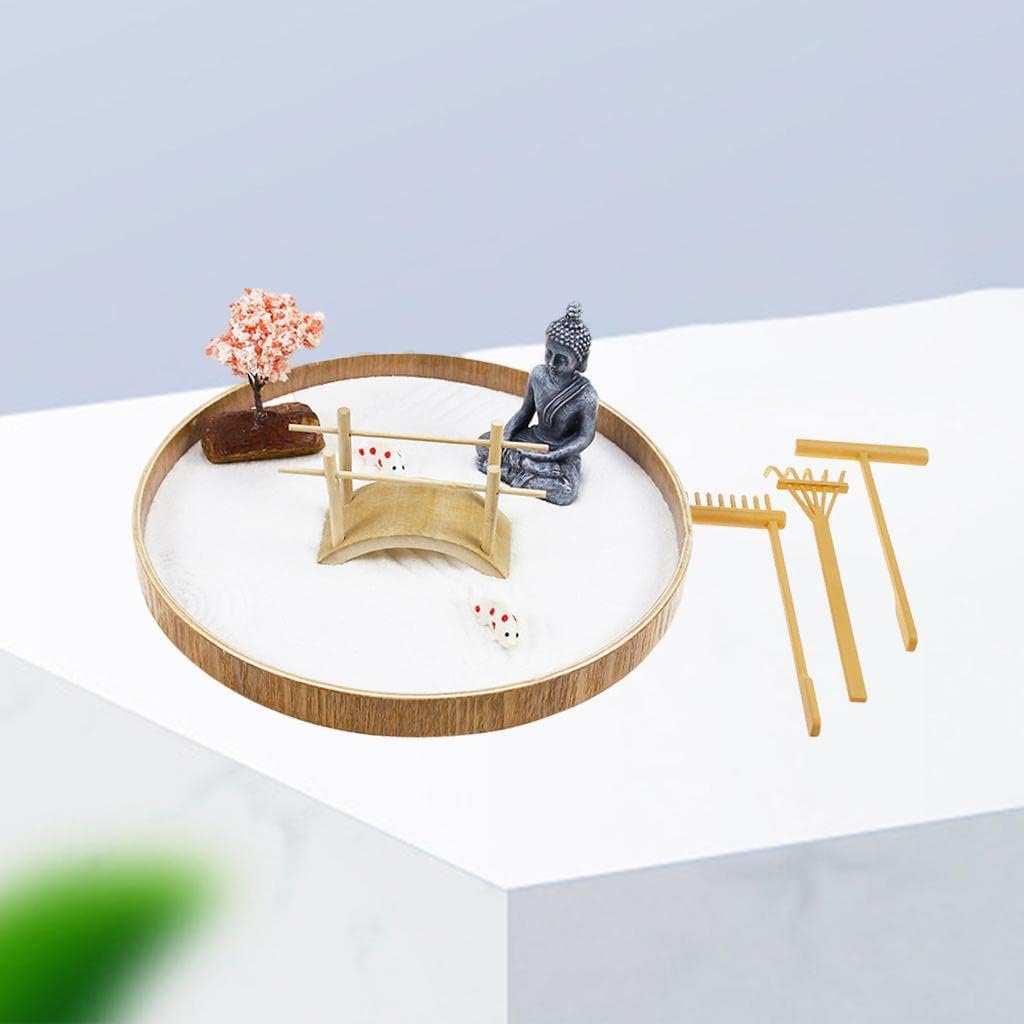 Buddha Zen Sand Garden Buddha Statue Meditation Ornament Micro Landscape Garden Sand Zen Garden Kit for Home