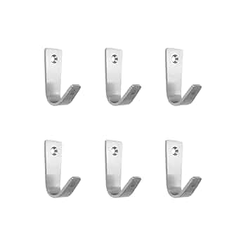 Savagrow 6pcs Single Hole Wall Mounted J-Type Clothes Hook Small Hooks For Hanging Cup,Coat,Hat,Bag,Towels With Screw, Silver