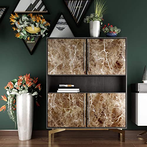Image of KASHIVAL Dark Brown Marble Wallpaper for Self Adhesive Natural Marble Space Glossy Wallpaper Waterproof Vinyl Stickers Wardrobe Desktop Wall Papers(Size : 60 * 200 cm) (Walnut Marble A31)