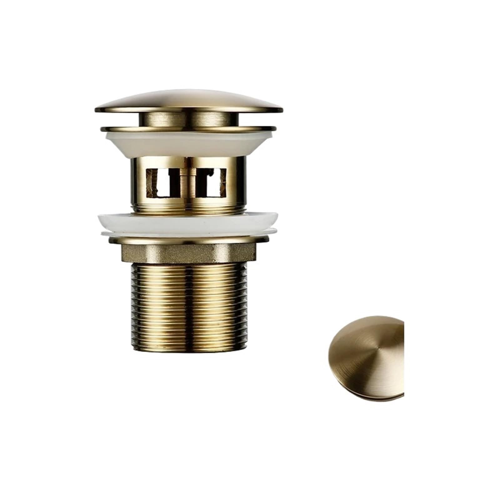 Tappo a Molla a Scatto clac Lavandino da bagno Scarico pop-up Tappo di scarico Accessori for rubinetti Materiale in ottone massiccio Cromo nero Oro spazzolato rosa per lavabo(Brushed gold-1)