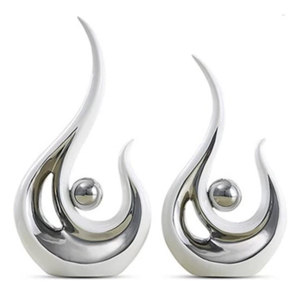 sdSDGrw statue, A Pair Creative Ceramic Sculpture Abstract Ornament Figurine Silver Modern Statue for Home Office Decor