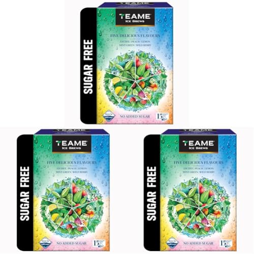 Image of TE-A-ME Assorted Iced Tea Bags, 15 Pyramid Sachets (15 x 1) | Premium Cold Brew Tea Collection | Sugar-Free Summer Refreshment | Cafe-Style Chilled Beverage | Easy to Prepare at Home, Office & Travel | Pack of 3