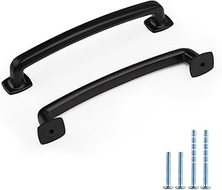 homdiy 10 Pack 5 Inch Matte Black Cabinet Pulls Modern Cabinet Handle - LS85981 Black Drawer Pulls Zinc Alloy Cabinet Hardware Dresser Handles Black Handles for Cabinets