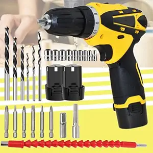 Galaxe 12V Cordless Power Screwdriver Sets Multi Function Charging Electric Hand Mini Drill Home Electric Screw Driver (GLX12VCD15, 28pcs tool kit)