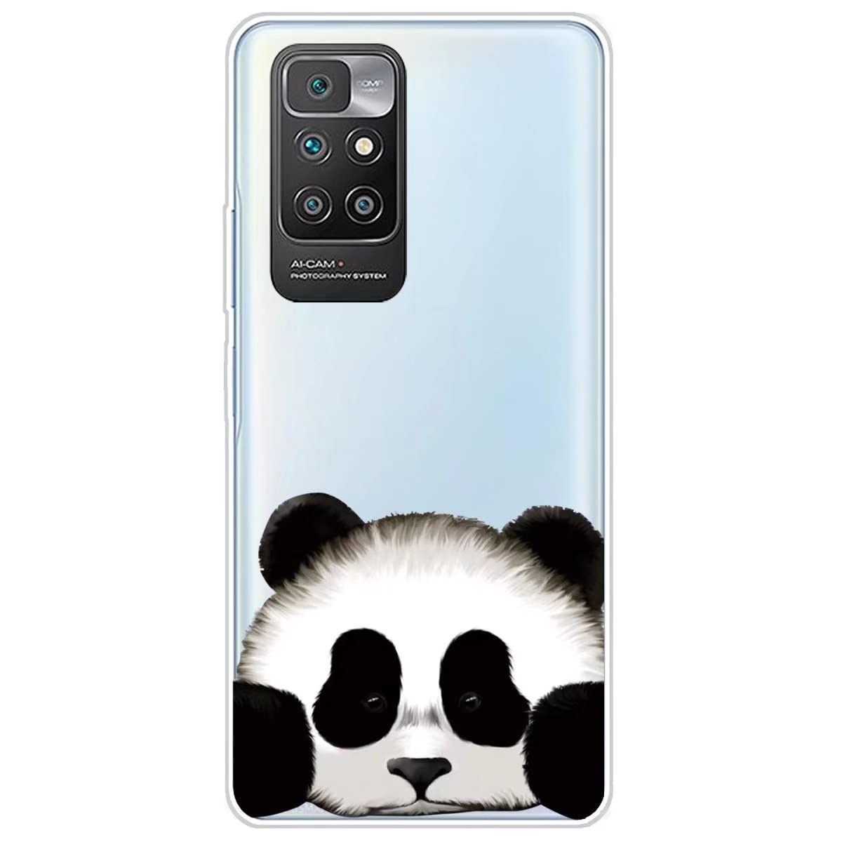 WQCSH Compatible with Xiaomi Redmi Note 11 E 5G/Redmi 10 5G 2022/Poco M4 5G Case Ultra Thin Anti Shockproof TPU Silicone Painted Pattern Scratch Resistant Cover+1PCS Screen Protector-Panda
