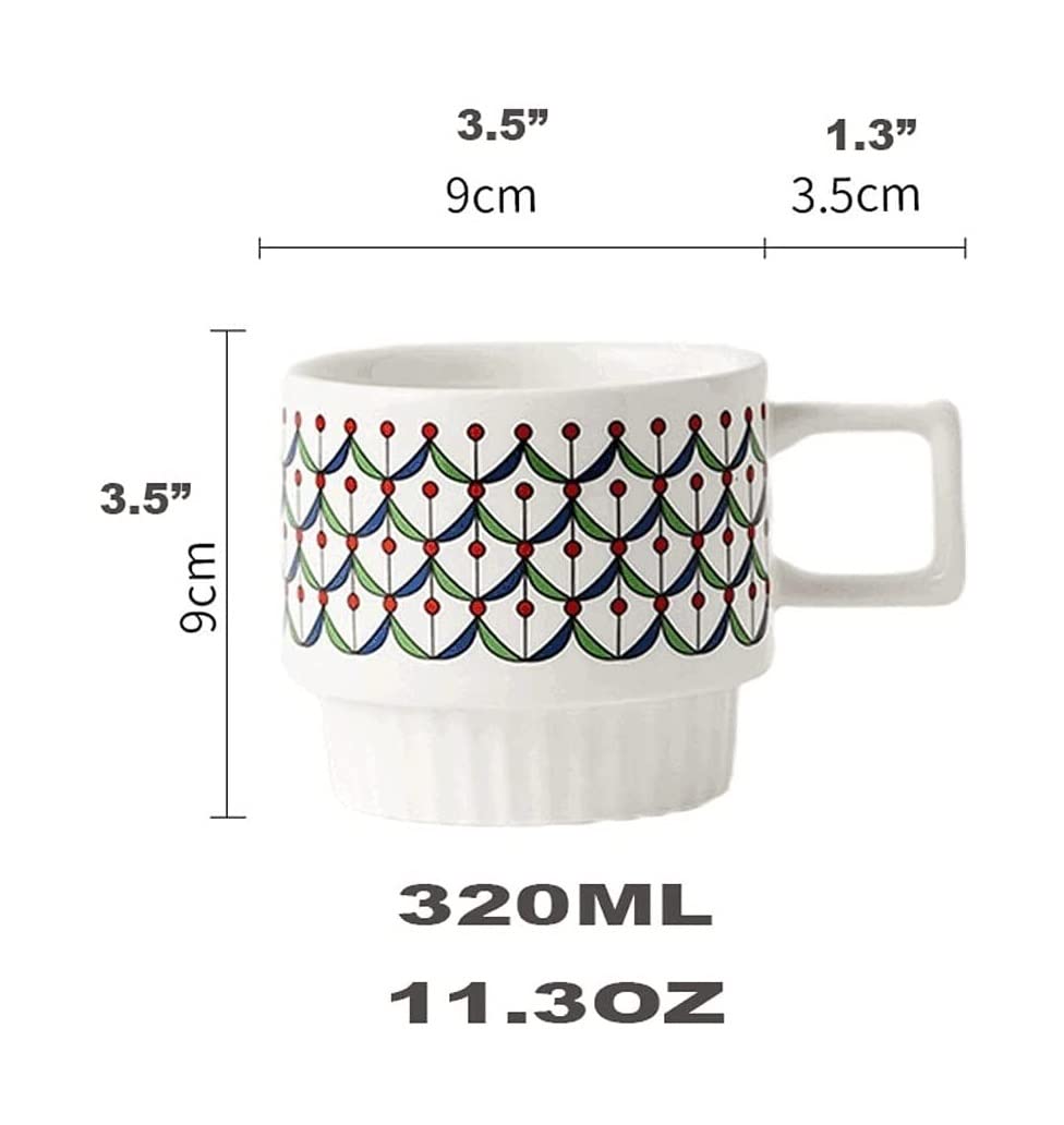 Taza de Café de Té Taza De Café De Cerámica De Estilo Nórdico, Taza De Impresión Grande, Taza De Leche Multifuncional, Taza De Desayuno para té de la tarde(A)