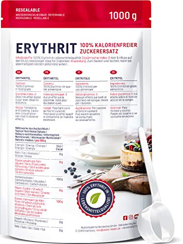 Erytritol 1kg suikervervanger zonder calorieën veganistisch & glutenvrij met 70% van de zoetkracht van suiker - Afbeelding 7