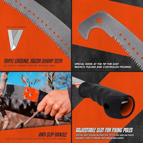 Image of Veltrix Pruning Gardening Saw | Sharp Blade Hand Saw for Tree, Branch & Wood Cutting | Lightweight, Durable Tool for Camping & Outdoor Use (Single Hook 21inch)
