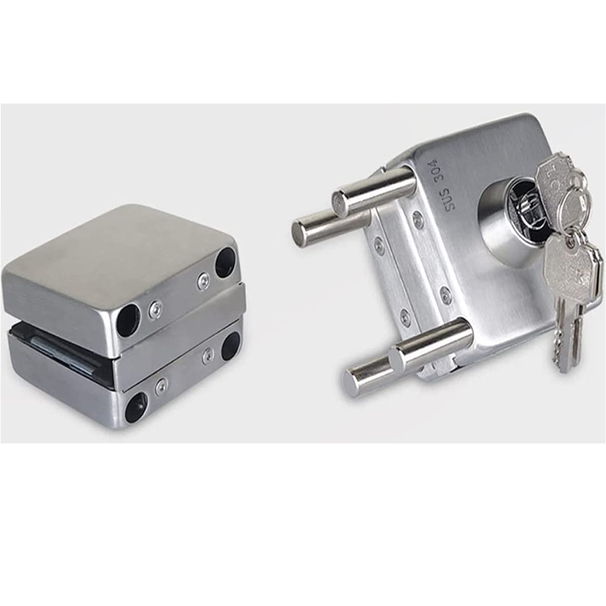 Buy 304 Stainless Steel Square Glass Door Lock, Home, Commercial
