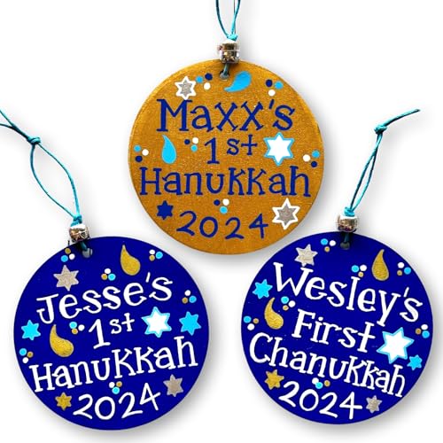 Personalized Hanukkah Ornament, Custom Chanukah Decor, My First Hanukkah, 1st Birthday Jewish Baby Gift, Small Hanukkah Gifts for Kids
