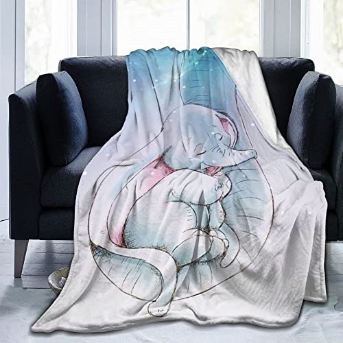 Lawenp Decke für Dumbo, weiche, leichte Plüsch-Flanell-Fleece-Decke mit Cartoon-Druckmuster für Couch, Sofa, Bett, Reisen, ganzjährig, Dekorationsdecke für Baby, Kinder, Jungen, Mädchen, 60x80