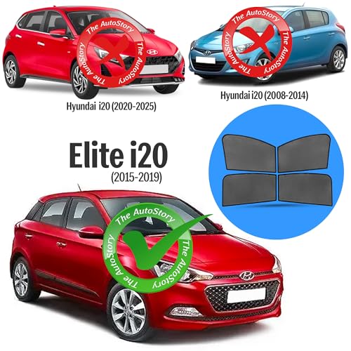 Image of Autostory Custom Fit Black Mesh Car Sunshade for Elite i20 (2015-2019) | UV & Heat Protection Car Window Curtains | Privacy Car Sun Shade | Breathable Vehicle Specific Side Window Shades