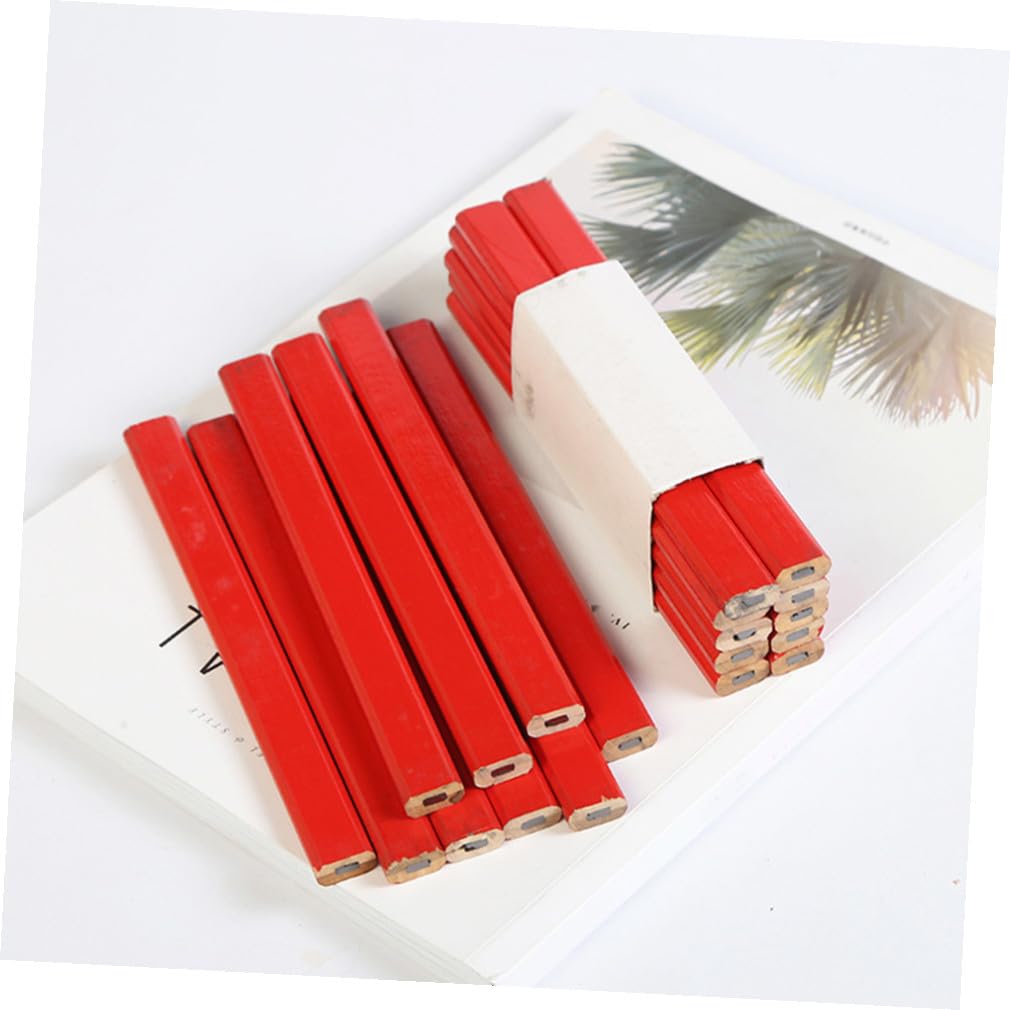 Matite Piatte in Legno Rosse Per Carpentiere Set Da Edilizia Antirotolamento Per Marcatura Su Legno E Materiali Da Costruzione