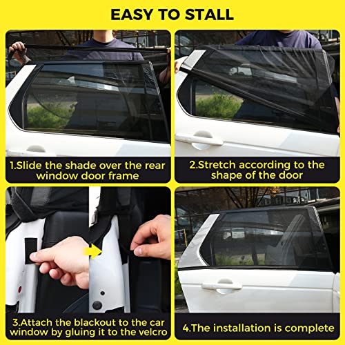 2 Pack Car Window Shades For Baby Sun Shade, Shade For Car Window, Stretchable And Breathable Side Car Window Shades For Car, Adjustable Mesh Window Cover For Car Camping Accessories #TOP5