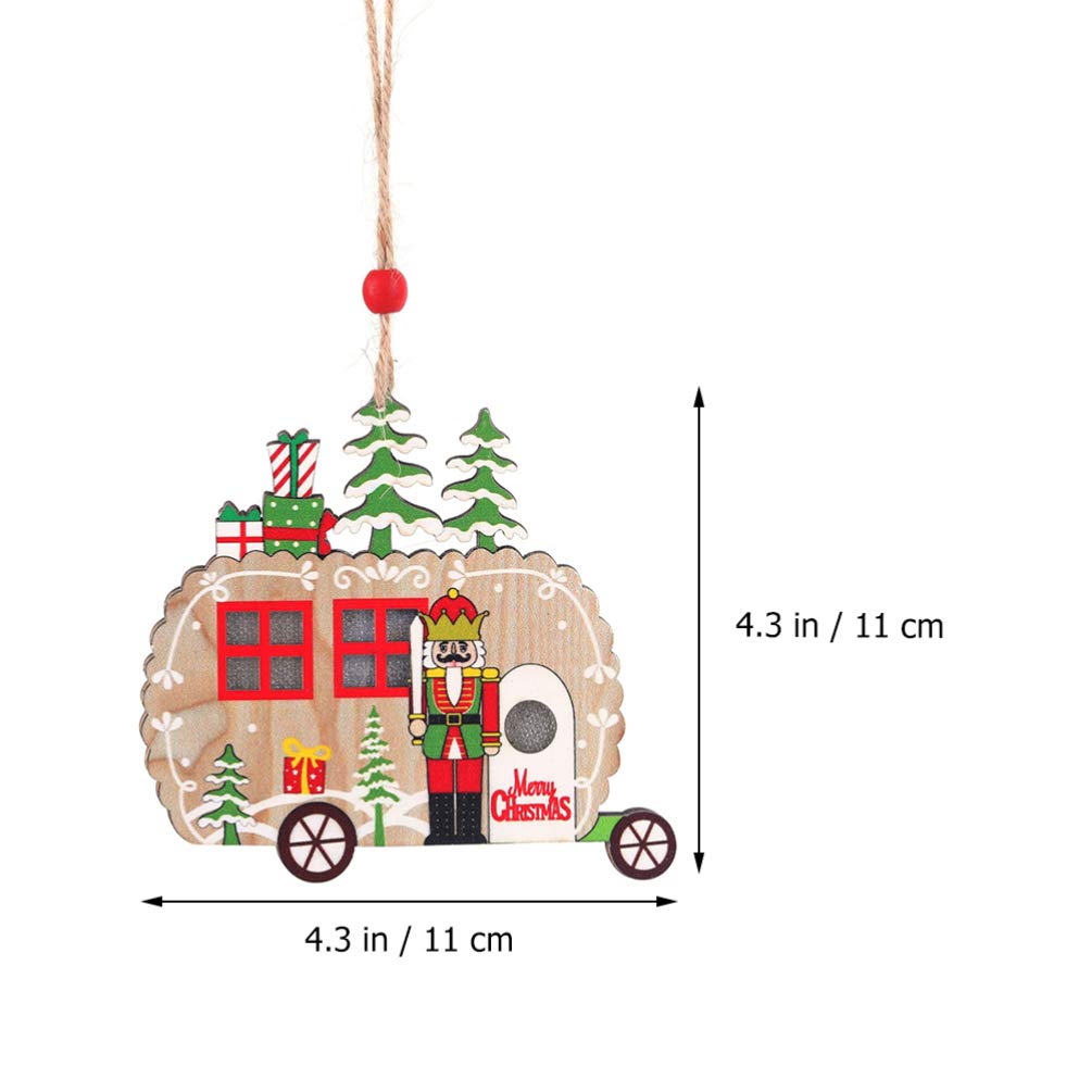 2 Pezzi Albero di Natale in Legno Ornamenti appesi a Forma di Stella per Auto schiaccianoci abbellimento Albero Topper c