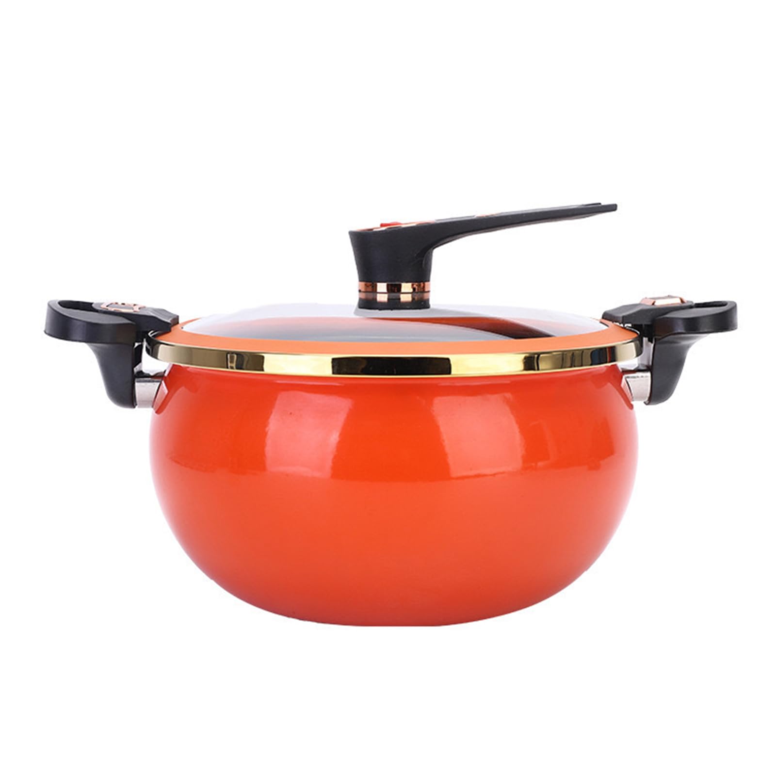 26cm Orange Cast Iron Pressure Cooker Non-Stick Pot for Induction Gas Hobs