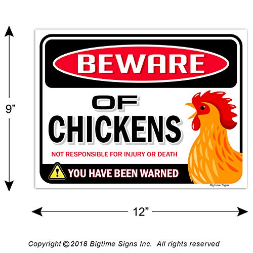 Bigtime Signs Beware Of Chickens Pvc 9"X12'' Decor Funny Warning Sign - Christmas Chicken Yard Decorations Chicken Coop Accessories - Chicken Gifts For Chicken Lovers - Chicken Coop Signs #TOP1
