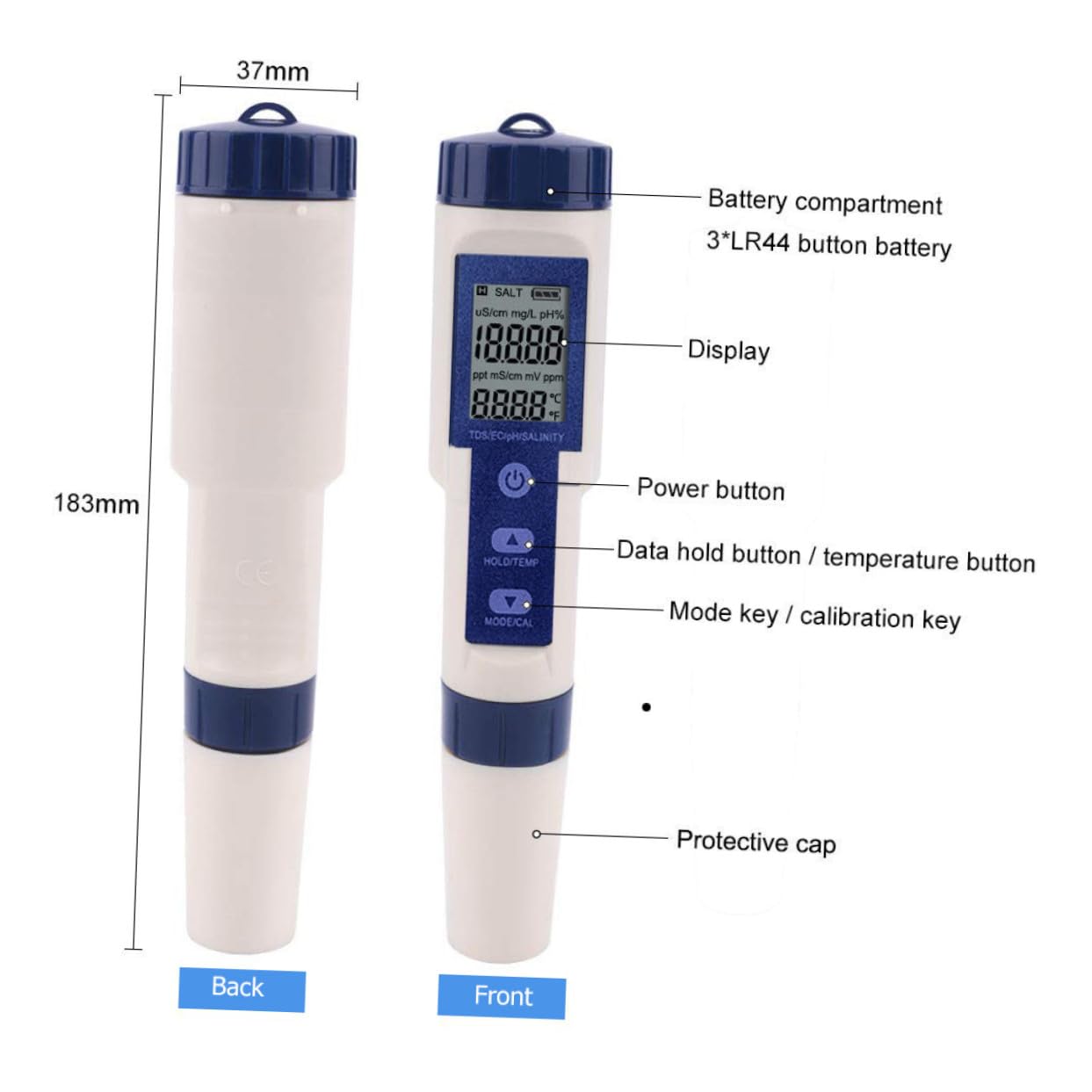 LIFKOME Tester Digitale Salinità Acqua Portatile Misuratore Temperatura e qualità per Piscina Acquario e Compatto e Resistente per Laboratori e Acqua di