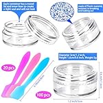 MotBach 100 Pcs 5g Empty Plastic Containers with Clear Lids,Mini Makeup Sample Containers, Small Sample Pot Jars Round Cosmetic Jars with Mini Spatulas for Liquid Sample Powder Creams Lotions - Image 2