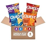 Quest Nutrition Tortilla Style Protein Chips, Salty Snack Variety Pack, Pizza, Loaded Taco, Nacho Cheese, Ranch, High Protein Snack, Low Carb, Gluten Free, 1.1 oz (Pack of 8) 2 each flavor