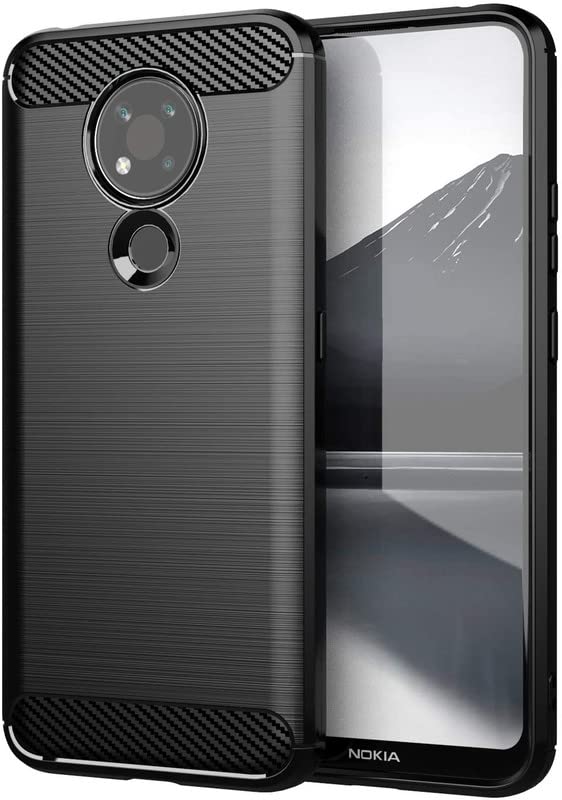 Image of NPRC Hybrid Ultra Slim Protective Case TPU Non-Slip Carbon Fiber Texture Shockproof Case Cover for Nokia 3.4 - Black