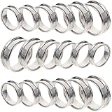 Angoily 18 Piezas Anillo de Dedo Liso de Acero Inoxidable Diseño Ranurado, Anillo para Fabricación de Joyas Diy, Color Plata, Estilo Delicado y Moderno