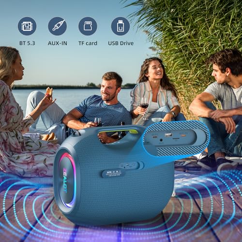Image of 250W(RMS) / 300W (Peak) Bluetooth Speaker,Portable Wireless Speaker with Powerful Sound /Deep Bass, Multi-device Pairing, IPX6 Waterproof, 5.3 BT, 48000mAh Long Playtime for Party, Outdoor, Home (Blue)