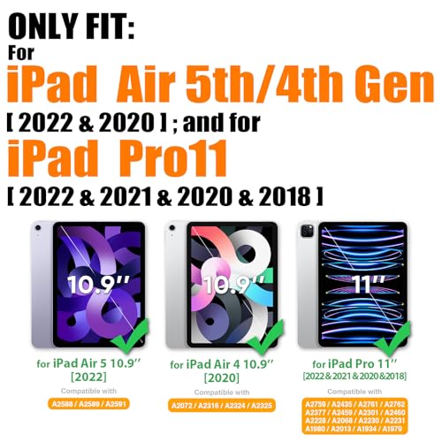 Image of SEYMAC stock Case for iPad Air 5th /4th Generation /Pro 11 (4th /3rd /2nd) with Screen Protector Pen Holder, 360 Rotate Hand Strap /Stand Case for iPad Air 5th /4th Gen 10.9'' / Pro 11'' (Brightblue+Black)