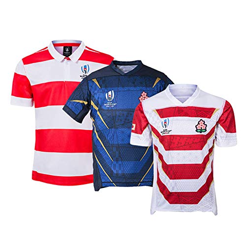 2019 Japan Welt Cup Rugby Jersey, Rugby Kurzarm Pro Jersey, Herrenwettbewerb Baumwolljersey Grafik T-Shirt, Rugby-Fan T-Shirts Drucken Top Kurzarm Für Männer Blue-M Cover