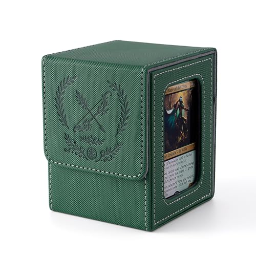 Venssu デッキケース トレカケース mtgカードディスプレイウィンドウ 100枚 二重 三重スリーブ対応 縦入れ 仕切り2つとトップローダー１つ付き 革 (エルフ)（Amazon）