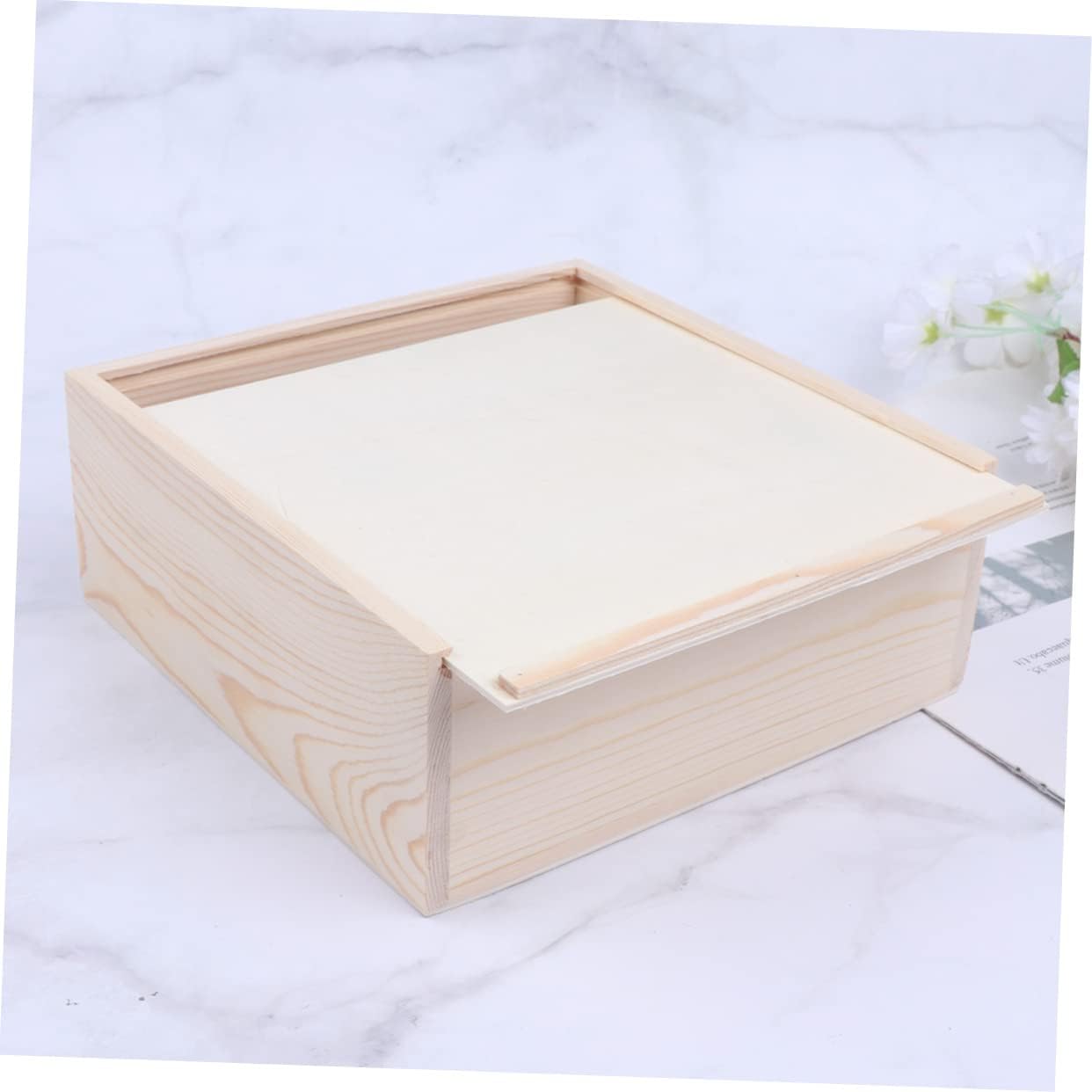 IMIKEYA Wooden Jewelry Box with Push Cover, Beige Simple Elegant image 3