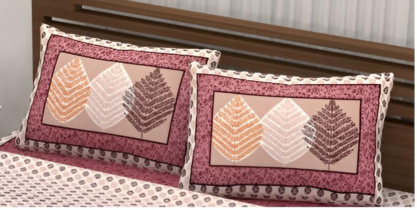 Image of Pure 100% Cotton Double Bed Sheet with 2 Pillow Covers (Bedsheet for Double Bed Cotton, Multicolour Jaipuri, Double Bed Sheet (Yellow, Double)