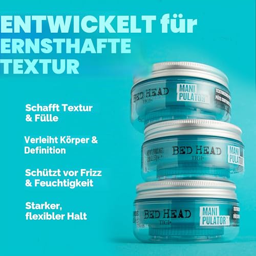 Bed Head by TIGI Manipulator Texturising Hair Putty, texturierende Stylingpaste mit starkem Halt und mattem Finish für kurzes bis mittellanges Haar, 57 g