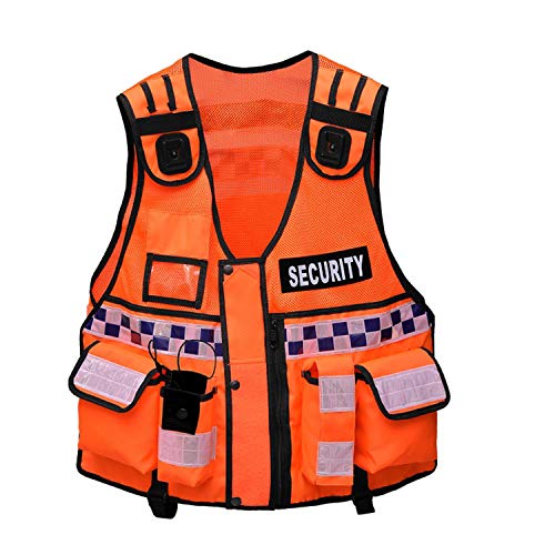 RAC3 New Model Hi Viz Tactical Vest,Dog Handler, Security Vest, Tac Vest (Orange Security)