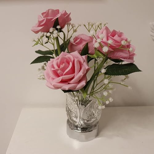 Vintopsh Valentines Day Gift, Artificial Flower Rose Gift Led Fairy Light, Last Forever Rose Vase Night Light For Anniversary Wedding Bedroom Birthday Party Mother's Day Christmas (Pink Rose) #TOP1