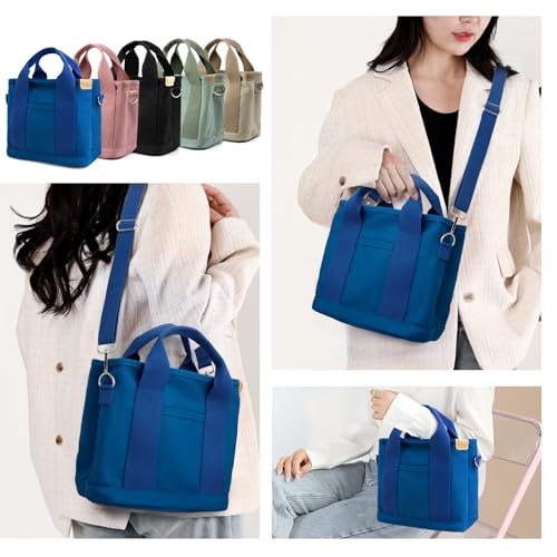 IwIeIaIrI Small Tote Bag, Canvas Mini Crossbody Tote Bag, Dark Blue by IwIeIaIrI - Used condition - Image 7