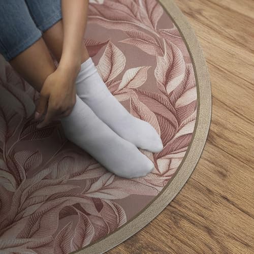 Tapis vinyle maison deco feuilles pastel pour salon et chambre