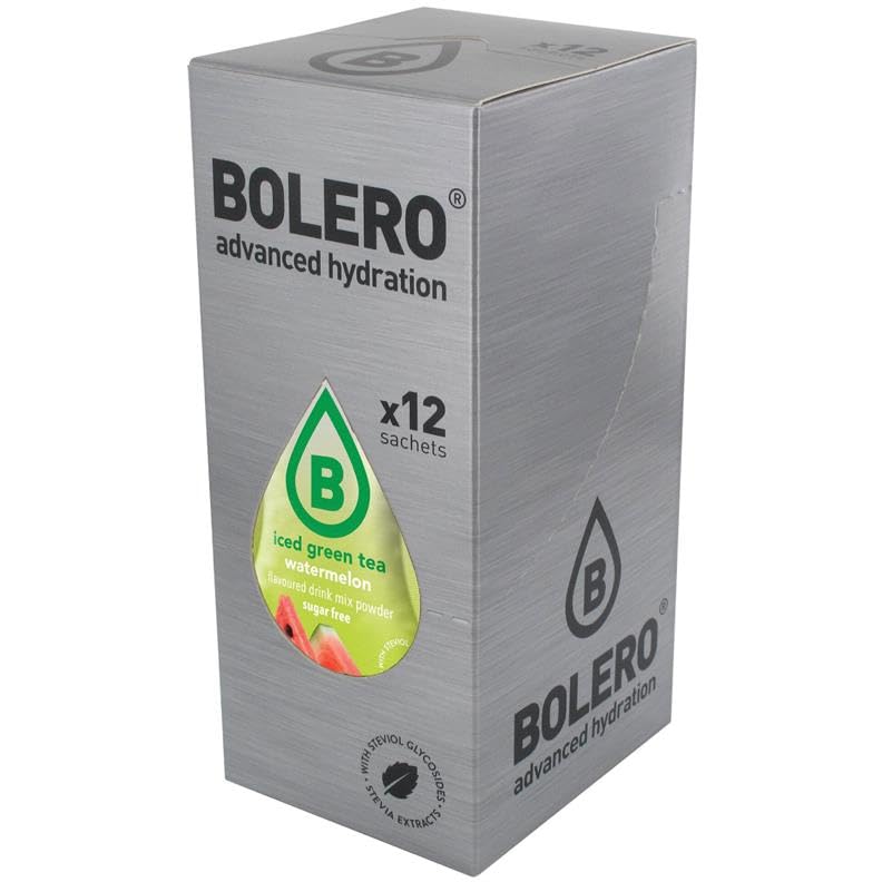 Bolero Drink Box 12x8g | Té Verde Helado Sandía | Sin Azúcar | Bajo en Calorías | Bebida Instantánea Refrescante y Saludable