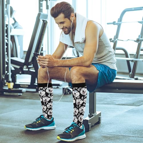Image of Wusikd Heartbeat Symbol Compression Socks for Women and Men Circulation Black Long Socks for Athletic Running 1