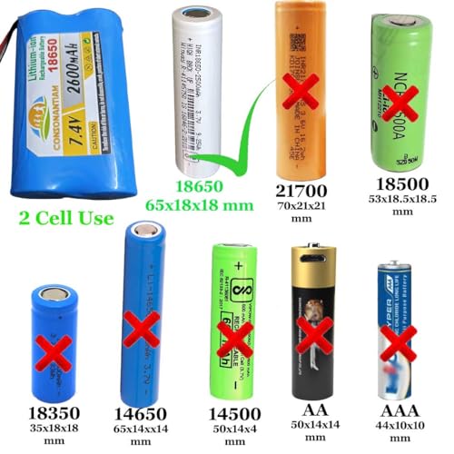 Image of 7.4 Volt 2600 mAH Lithium Ion Cell Battery Pack Rechargeable Battery Pack Blue Battery with JST 2.0 Jack Multiple Use in Toy, Game, Student Project Et. DIY KIT (7.4-Volt-1-PC)