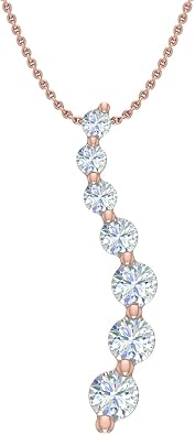 1/2 Carat Diamond Journey Pendant Necklace in 10K Gold or in Platinum Included Silver Chain