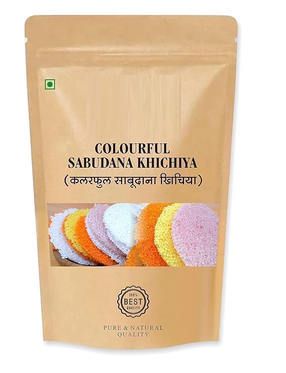 SS Sabudana Papad (natural color) 100% gluten Free Natural and organic Tapioca extract rice papad fryums chips snacks ready to cook air fry or microwave 200 Gram