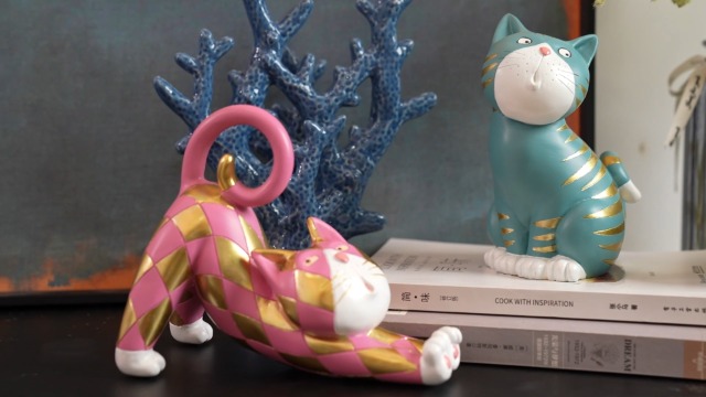Estatua Figurilla Gato Decoración Moderna 6 pulgadas miniatura 7