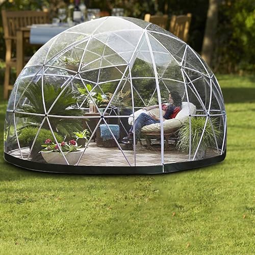 Gewächshaus Gartenkuppel Iglu, 3,6 x 2,2 m, PVC-Kuppelzelt, witterfest, Blasenzelt mit 2 x 10 m Lichterketten, transparente Hülsenabdeckung, Geodätsystem