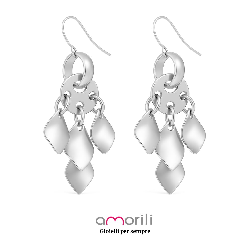 Orecchini Donna Pendenti a Petali in Acciaio Inox – Leggeri ed Eleganti, Antiallergici, Design Floreale, Idea Regalo per Donna e Ragazza occ0209b