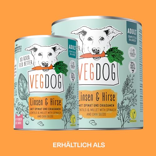 VEGDOG hypoallergenes Nassfutter, Adulte Hunde, Erbsenprotein, 6x400g